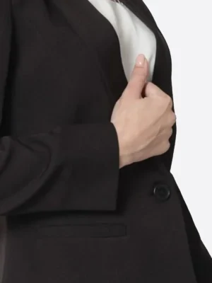 SuitsHeritage Women's Solid Black Slim Fit Blazer Close