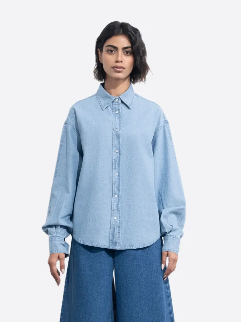 SuitsHeritage Women's Blue Oversized Denim Shirt
