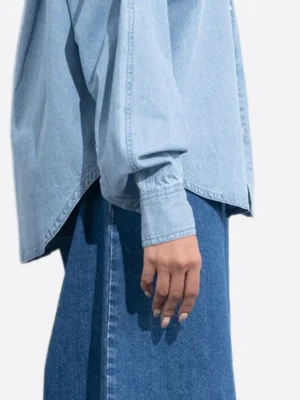 SuitsHeritage Women's Blue Oversized Denim Shirt Sleeves