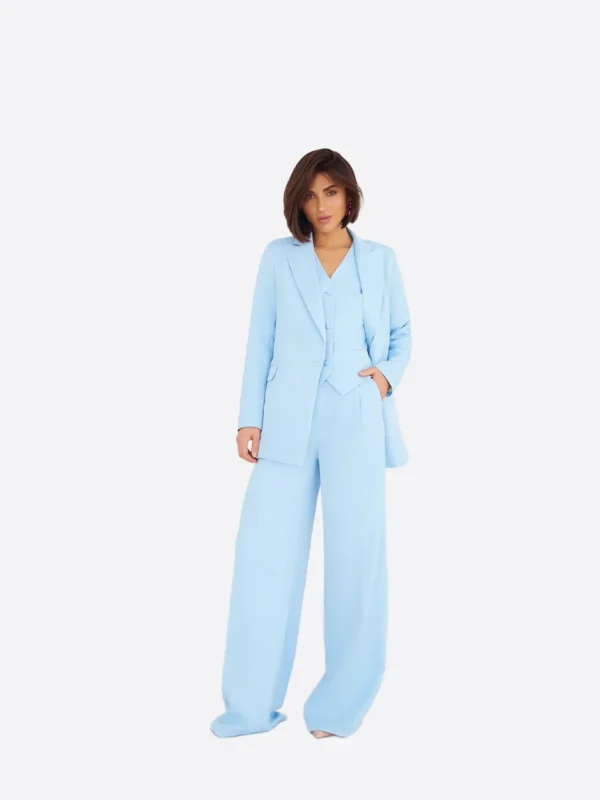 SuitsHeritage Women’s Blue Solid Oversized 3 Piece Suit