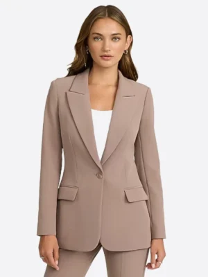 SuitsHeritage Women's Brown Solid Slim Fit Blazer