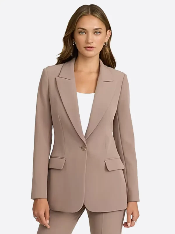 SuitsHeritage Women's Brown Solid Slim Fit Blazer