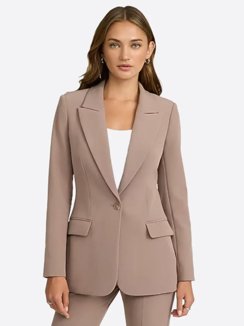 SuitsHeritage Women's Brown Solid Slim Fit Blazer