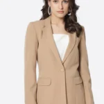SuitsHeritage Women's Solid Camel Tailored Fit Blazer
