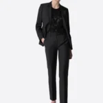 Women's Charcoal Solid Regular Fit Two Piece Suit