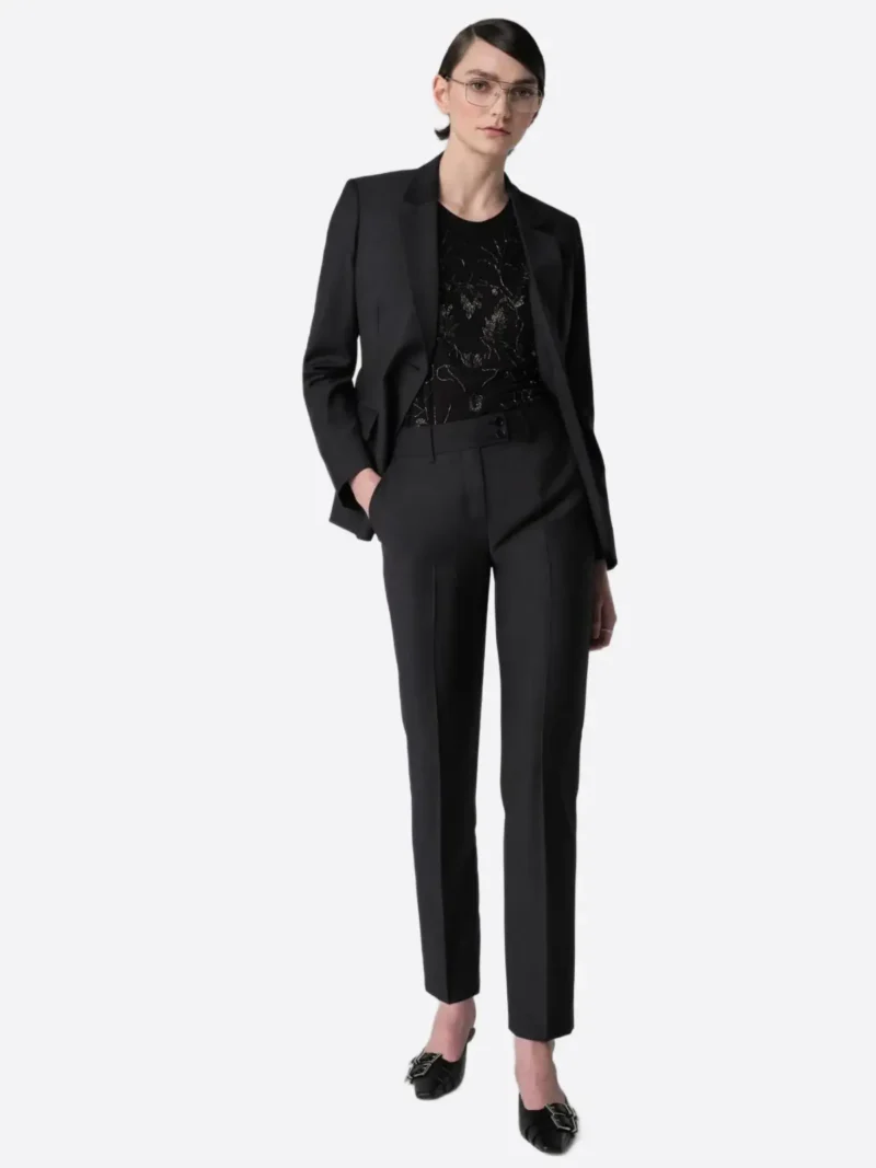 Women's Charcoal Solid Regular Fit Two Piece Suit