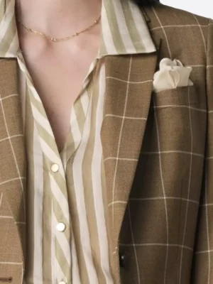 SuitsHeritage Women’s Check Brown Big & Tall 2 Piece Suit Close