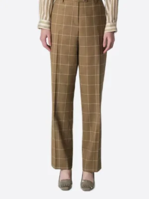SuitsHeritage Women’s Check Brown Big & Tall 2 Piece Suit Pant