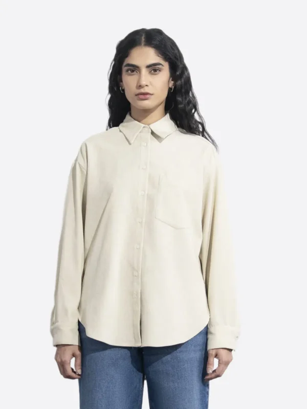 SuitsHeritage Women's Cream Oversized Corduroy Shirt