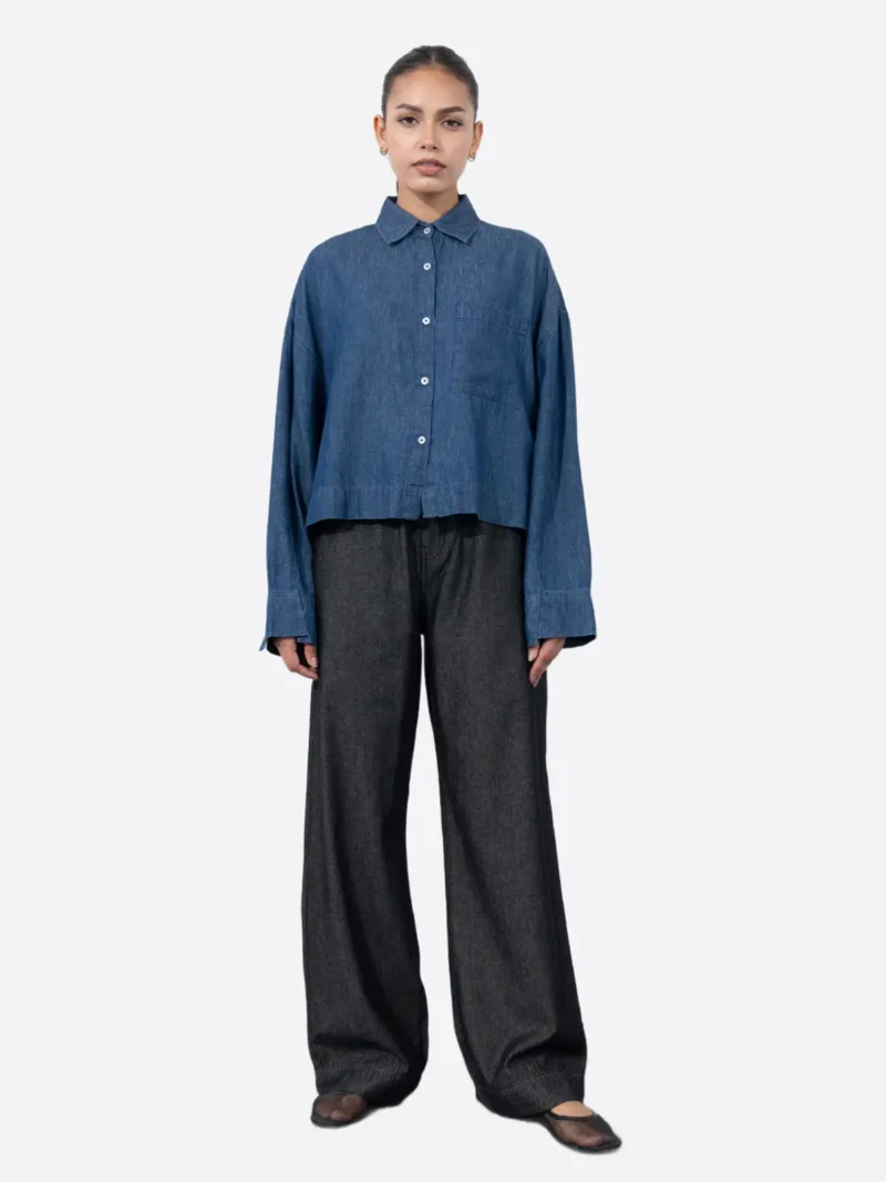 SuitsHeritage Women's Denim Crop Oversized Shirt