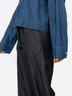 SuitsHeritage Women's Denim Crop Oversized Shirt Sleeves