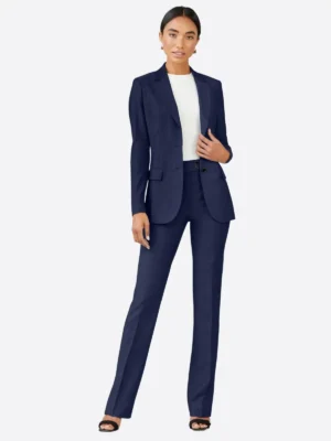 SuitsHeritage Women’s Dark Blue Solid Slim Fit 2 Piece Suit