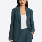 SuitsHeritage Women's Solid Dark Green Relaxed Fit Blazer
