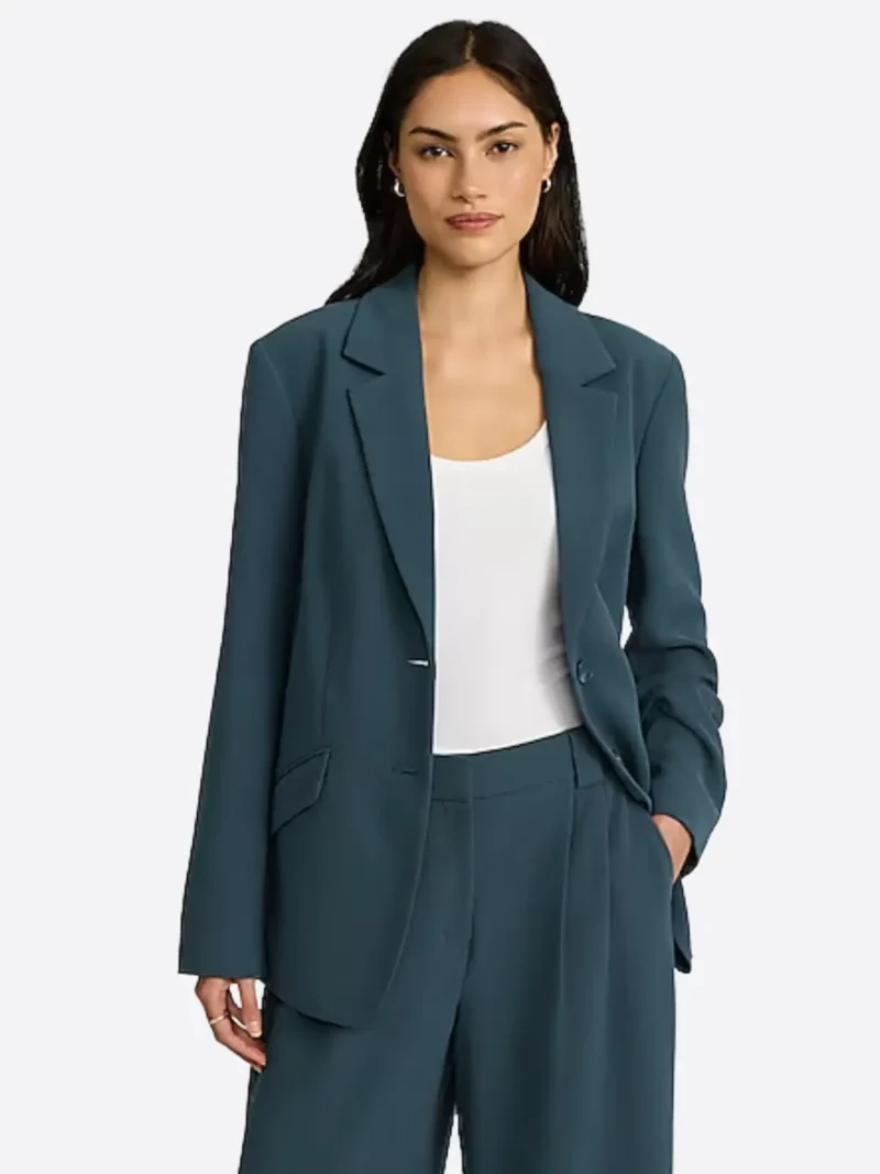 SuitsHeritage Women's Solid Dark Green Relaxed Fit Blazer