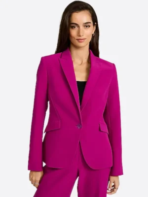 SuitsHeritage Women's Solid Dark Pink Slim Fit Blazer