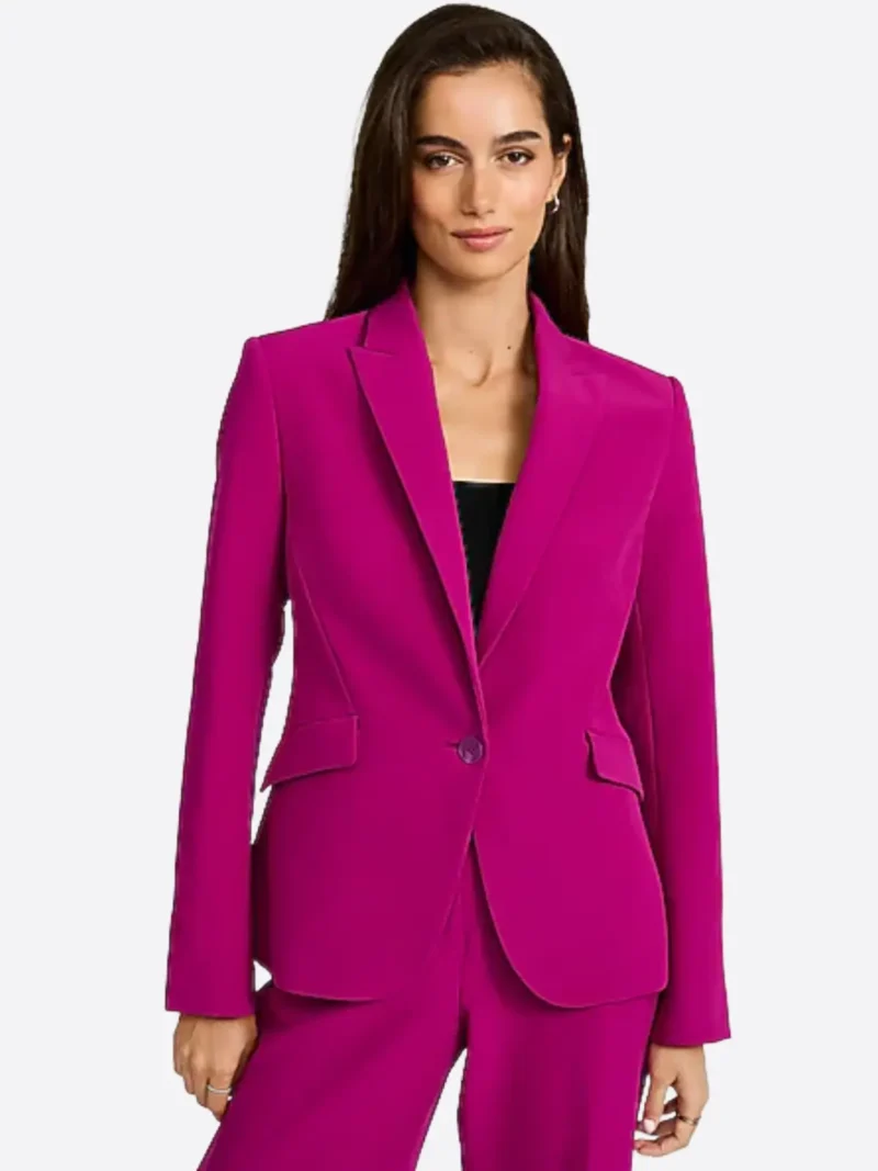 SuitsHeritage Women's Solid Dark Pink Slim Fit Blazer