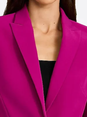 SuitsHeritage Women's Solid Dark Pink Slim Fit Blazer Collar