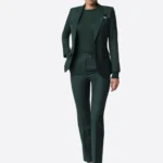 SuitsHeritage Women’s Green Solid Slim Fit 2 Piece Suit