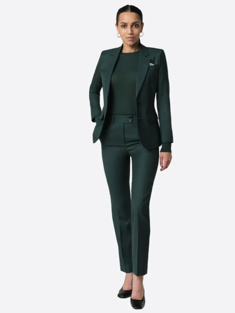 SuitsHeritage Women’s Green Solid Slim Fit 2 Piece Suit