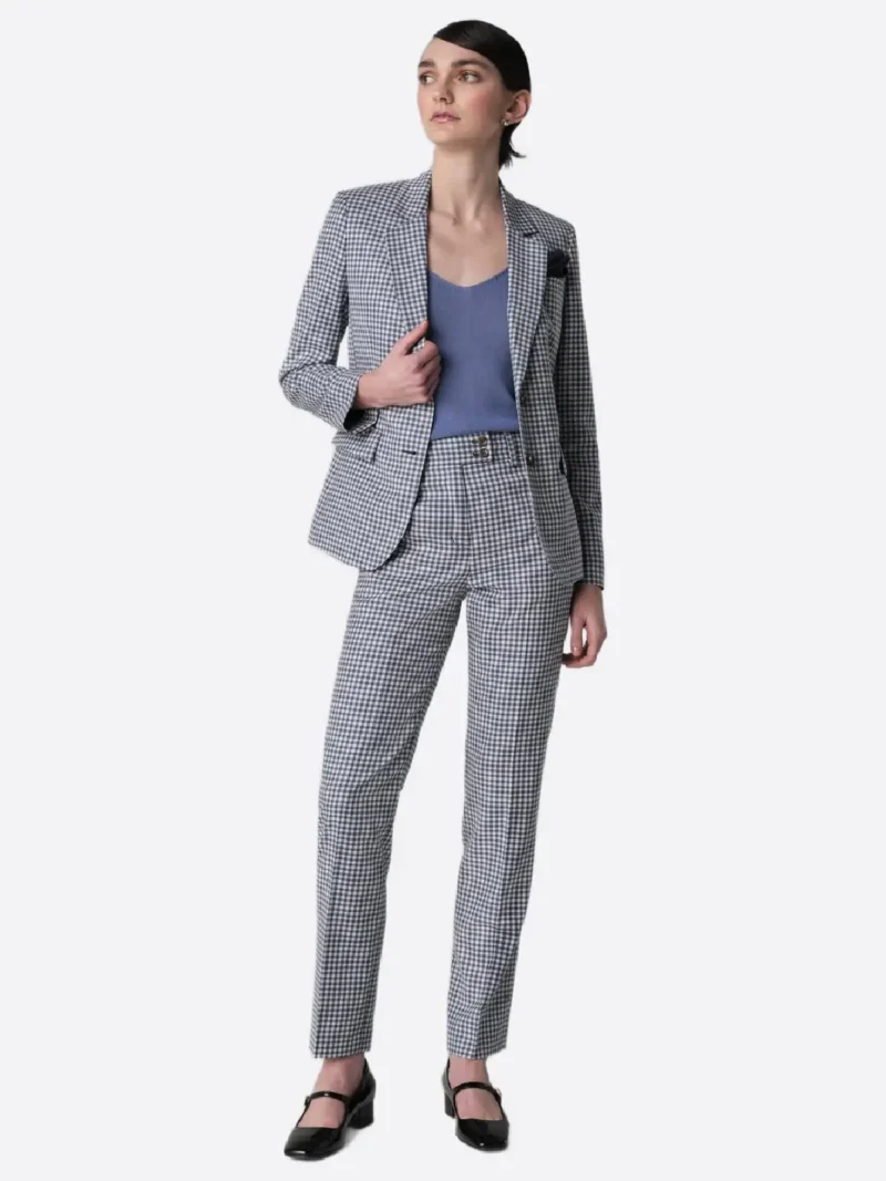 SuitsHeritage Women’s Grey Check Regular Fit 2 Piece Suit