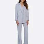 SuitsHeritage Women’s Grey Solid Double Breasted Oversized 3 Piece Suit