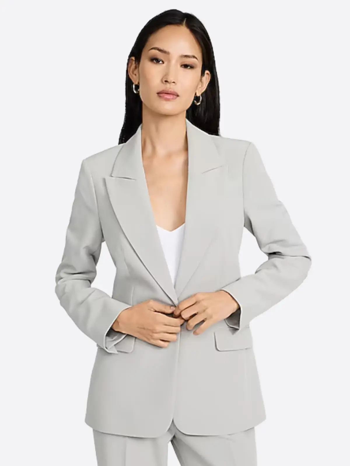 SuitsHeritage Women's Solid Light Grey Slim Fit Blazer SuitsHeritage Women's Solid Light Grey Slim Fit Blazer