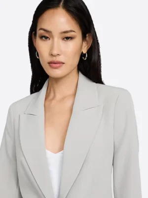 SuitsHeritage Women's Solid Light Grey Slim Fit Blazer Collar