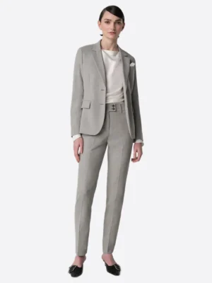 SuitsHeritage Women’s Light Grey Solid Regular Fit 2 Piece Suit