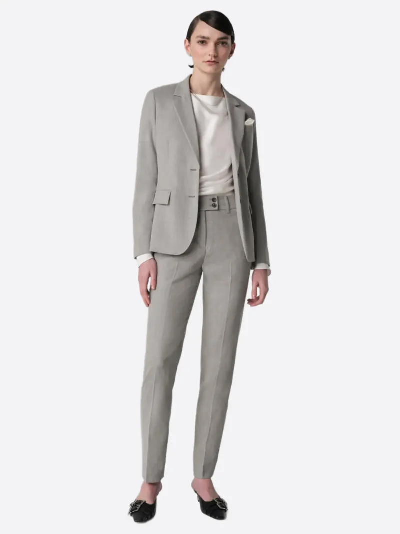 SuitsHeritage Women’s Light Grey Solid Regular Fit 2 Piece Suit