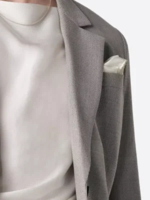 SuitsHeritage Women’s Light Grey Solid Regular Fit 2 Piece Suit Close