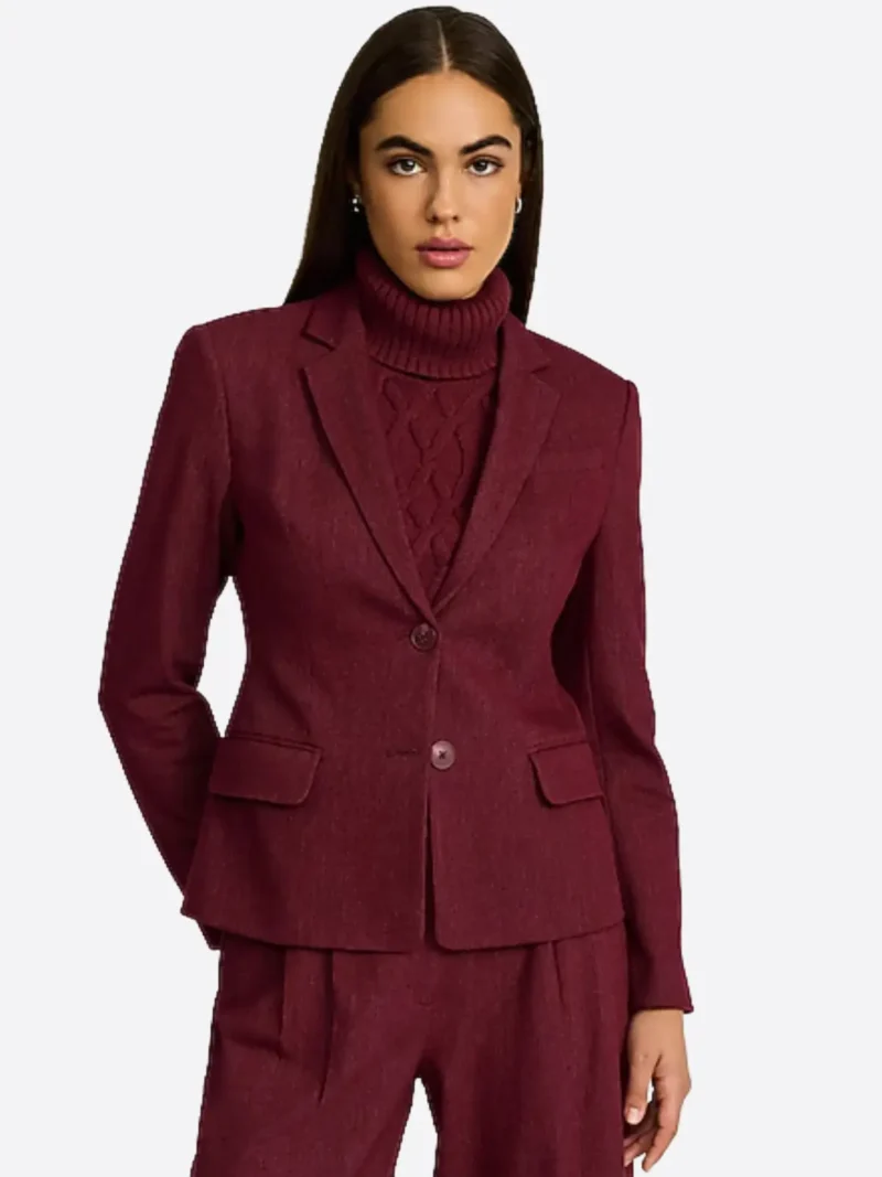 SuitsHeritage Women's Solid Maroon Slim Fit Blazer