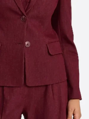 SuitsHeritage Women's Solid Maroon Slim Fit Blazer Close