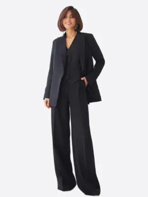 SuitsHeritage Women’s Black Solid Oversized 3 Piece Suit