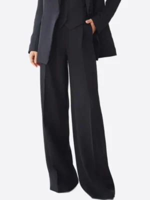 SuitsHeritage Women’s Black Solid Oversized 3 Piece Suit Pant