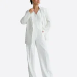 SuitsHeritage Women’s Solid White Double Breasted Oversized 3 Piece Suit