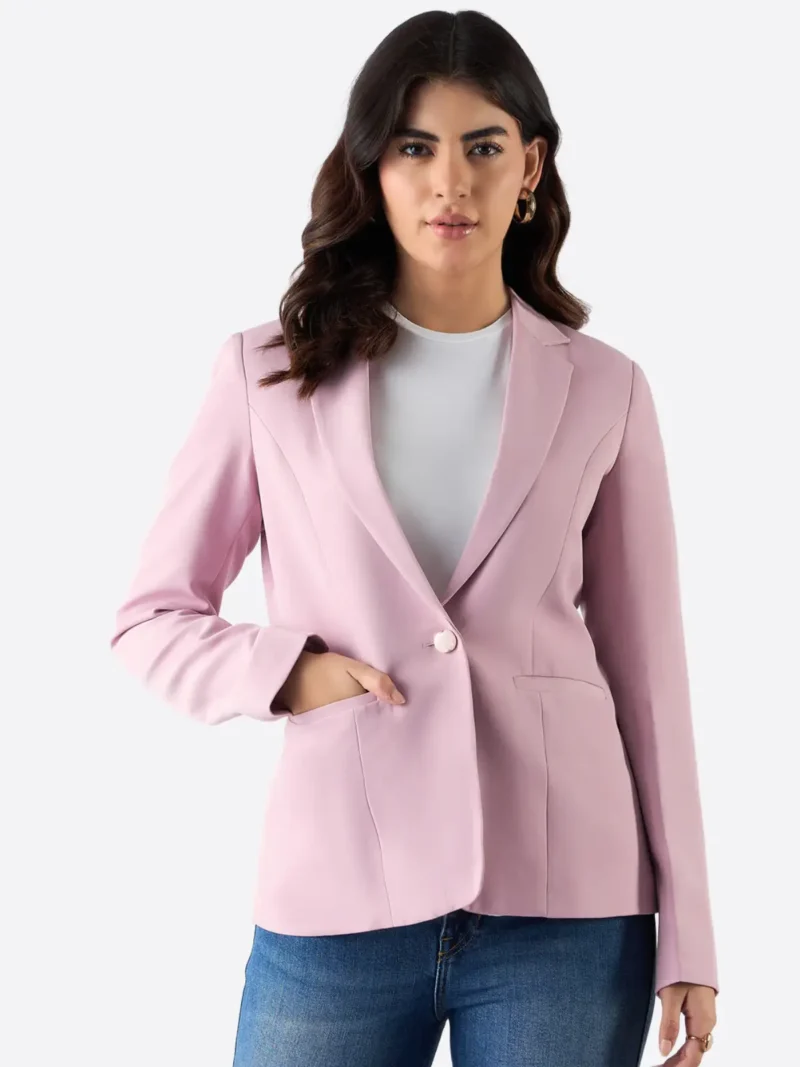 SuitsHeritage Women's Solid Pink Tailored Fit Blazer