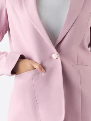 SuitsHeritage Women's Solid Pink Tailored Fit Blazer Close