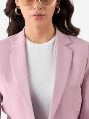 SuitsHeritage Women's Solid Pink Tailored Fit Blazer Collar