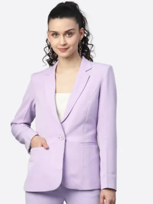 SuitsHeritage Women's Solid Purple Tailored Fit Blazer