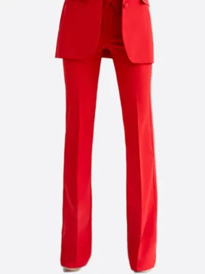 SuitsHeritage Women’s Solid Red Regular Fit 3 Piece Suit Pant