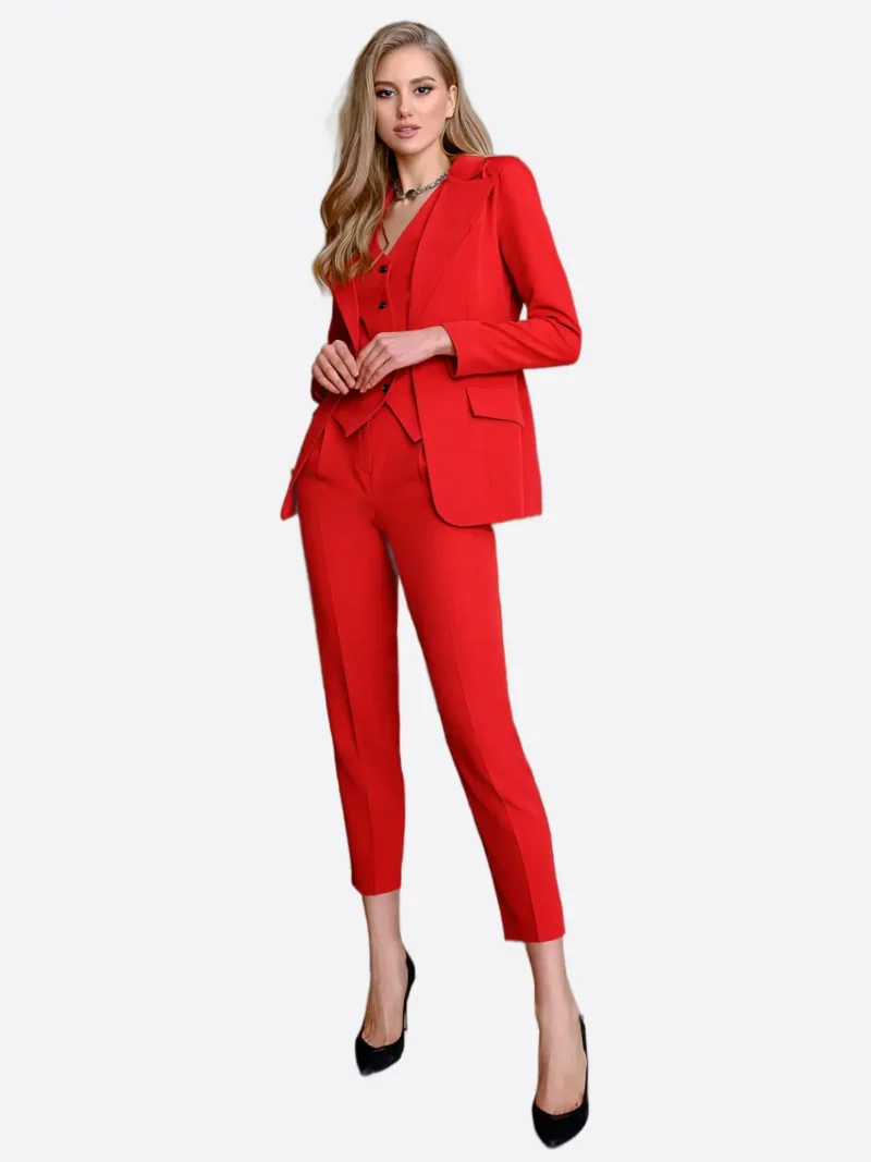 SuitsHeritage Women’s Red Slim Fit 3 Piece Suit