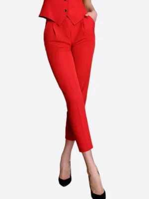 SuitsHeritage Women’s Red Slim Fit 3 Piece Suit Pant