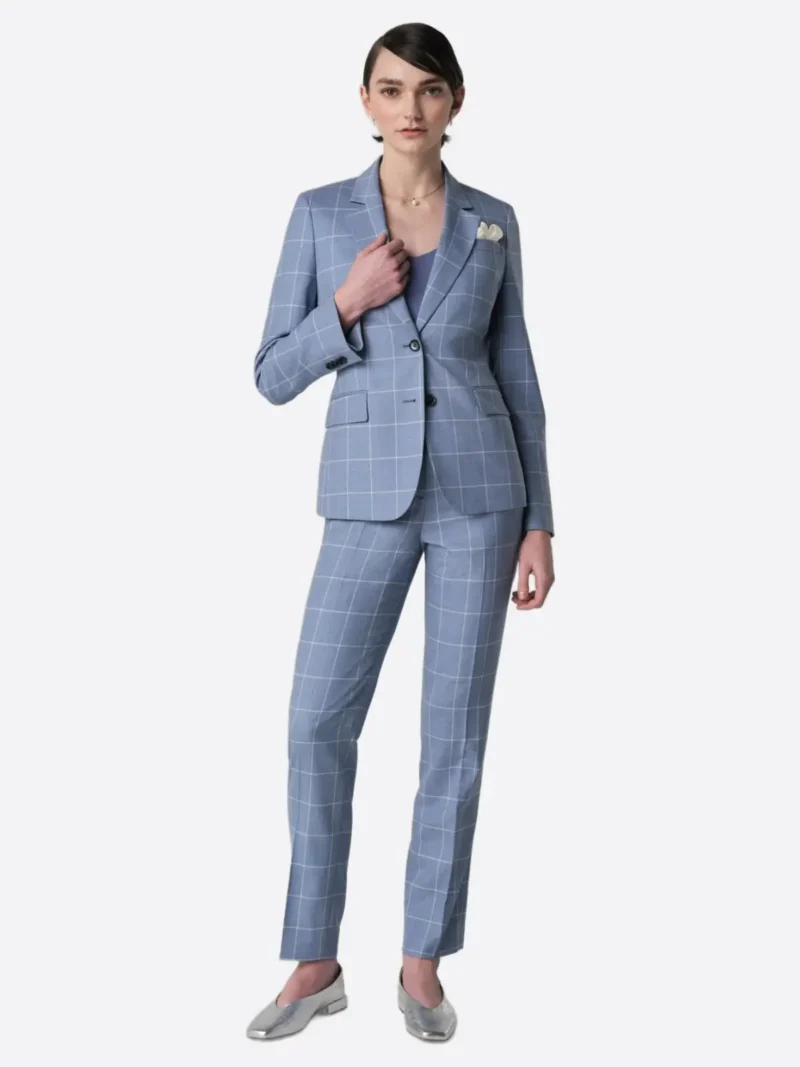 SuitsHeritage Women’s Sky Blue Check Regular Fit 2 Piece Suit