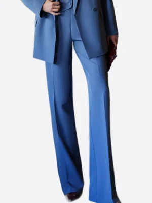 SuitsHeritage Women’s Blue Double Breasted Oversized 3 Piece Suit Pant