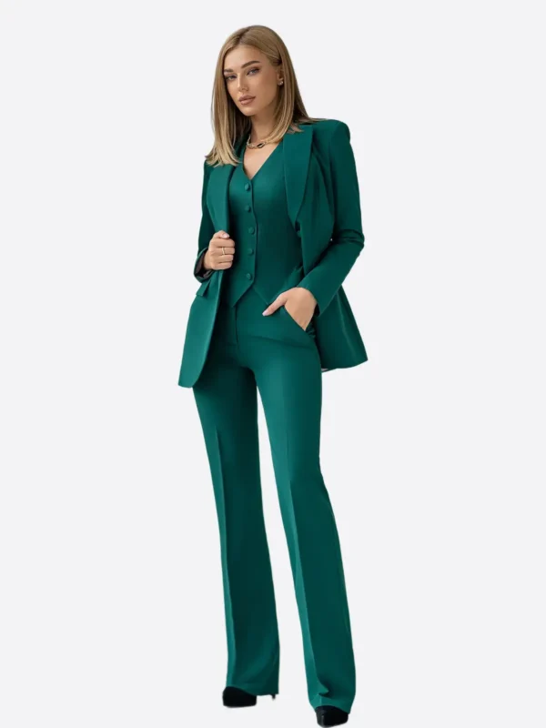 SuitsHeritage Women’s Solid Green Regular Fit 3 Piece Suit