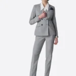 SuitsHeritage Women’s Grey Double Breasted Regular Fit 2 Piece Suit