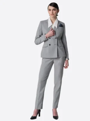 SuitsHeritage Women’s Grey Double Breasted Regular Fit 2 Piece Suit