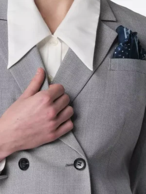 SuitsHeritage Women’s Grey Double Breasted Regular Fit 2 Piece Suit Close