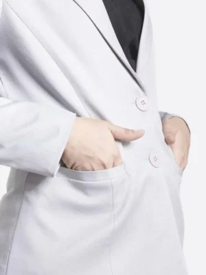 SuitsHeritage Women's Solid Grey Tailored Fit Blazer Close