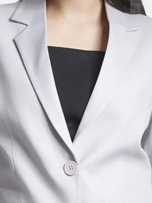 SuitsHeritage Women's Solid Grey Tailored Fit Blazer Collar